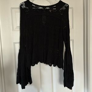 Free People crochet l/s too with bell sleeves size small
